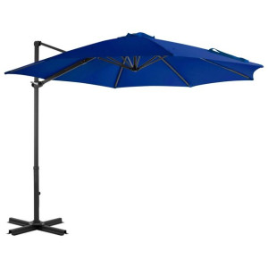 Parasol wiszący na aluminiowym słupku, lazurowy, 300 cm