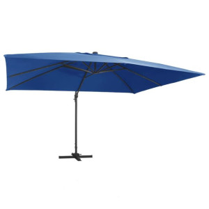 Parasol z LED i aluminiowym słupkiem, 400x300 cm, lazurowy