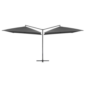 Podwójny parasol na stalowym słupku, 250 x 250 cm, antracytowy