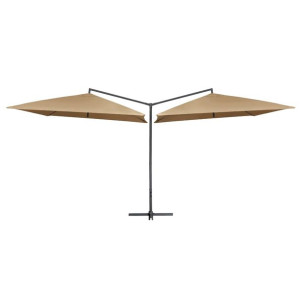 Podwójny parasol na stalowym słupku, 250 x 250 cm, taupe
