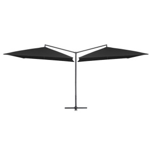 Podwójny parasol na stalowym słupku, 250 x 250 cm, czarny