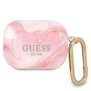 Etui Guess GUAPUNMP Apple AirPods Pro cover różowy/pink Marble Collection