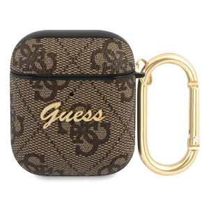 Etui Guess GUA24GSMW Apple AirPods cover brązowy/brown 4G Script Metal Coll