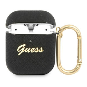 Etui Guess GUA2SASMK Apple AirPods cover czarny/black Saffiano Script Metal