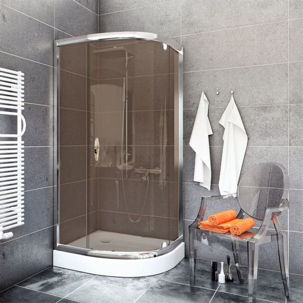 Kabina prysznicowa STYLIO 80x80 brąz EASY CLEAN + brodzik