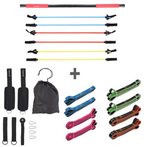 Set Drążek do pilatesu DC31 + Zestaw gum oporowych