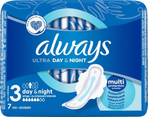 Always Ultra Day & Night (r3) Ze Skrzydełkami Podpaski 7 Sztuk