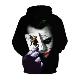 Męska bluza z kapturem z nadrukiem Joker 3D wkładana przez głowę M CZARNY