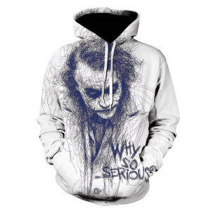 Męska bluza z kapturem z nadrukiem Why So Serious? XXL BIAŁY
