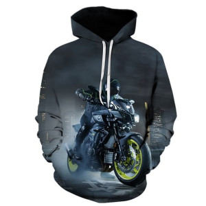 Męska bluza z kapturem dla fana motocykli nadruk 3D XL CIEMNOSZARY