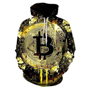 Bluza męska z nadrukiem 3D kryptowaluta Bitcoin XXXXL CZARNY