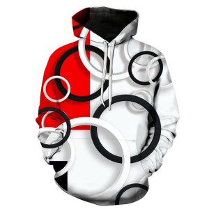 Bluza męska z kapturem wkładana przez głowę abstrakcyjne koła 3D XXXXL BIAŁ