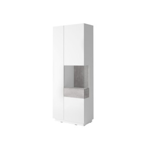 Nowoczesna Witryna Biały Połysk / Beton 80cm SILKE 12