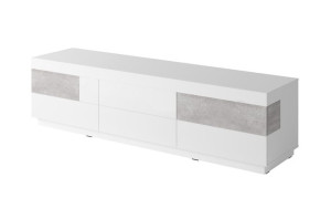 Nowoczesny Stolik Rtv Biały Połysk / Beton 206cm SILKE 40