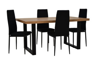 Zestaw LOFT 4 krzesła w tkaninie i stół na metalowej ramie 90X160/260 cm