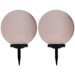 Lampy solarne do ogrodu, 2 szt., LED, kuliste, 40 cm, RGB