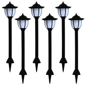 Lampy solarne do ogrodu, 6 szt., LED, czarne