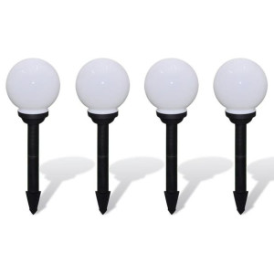 Zewnętrzna lampa solarna LED, kula, 15 cm, 4 szt., z bolcem