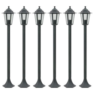 Lampy ogrodowe, 110 cm, E27, aluminium, ciemnozielone, 6 szt.
