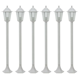 Lampy ogrodowe, 110 cm, E27, aluminium, 6 szt., białe