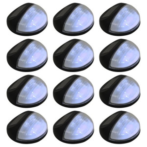 Ścienne lampy solarne LED na zewnątrz, 12 szt, okrągłe, czarne