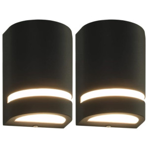 Zewnętrzne lampy ścienne, 2 szt., 35 W, czarne, półokrągłe