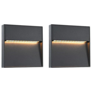 Lampy ścienne zewnętrzne LED, 2 szt., 3 W, czarne, kwadratowe