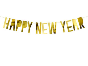 Baner Happy New Year Złoty 10x90cm