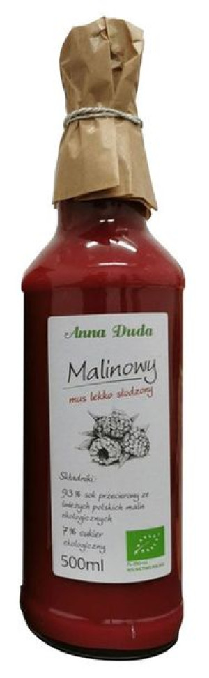 Mus Malinowy Lekko Słodzony Bio 500 Ml - Anna Duda