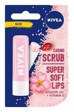 Nivea Caring Scrub pielęgnujący peeling do ust w sztyfcie Dzika Róża 4.8g