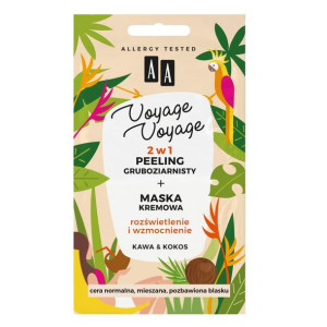 AA Voyage Voyage 2w1 peeling gruboziarnisty+maska kremowa Kawa & Kokos 2x5m