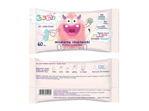 BOOBOO Micelarne chusteczki nawilżane z prebiotykiem dla dzieci 60szt