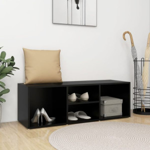 Lumarko Ławka z miejscem na buty, czarna, 105x35x35 cm, płyta wiórowa