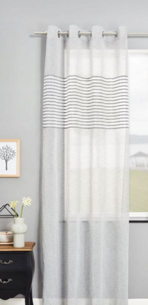 Firany KOMPLET na przelotkach szare paski 140x245 SOTRA kpl 2szt.