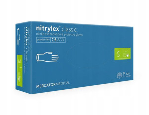 Rękawiczki nitrylowe rękawice jednorazowe niebieskie Nitrylex Classic S