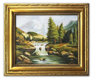 Obraz ręcznie malowany na płótnie 27x32cm górski potok