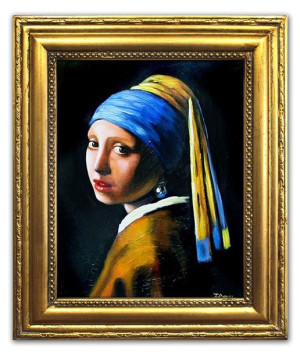 Obraz ręcznie malowany na płótnie 27x32cm Jan Vermeer Dziewczyna z perłą ko