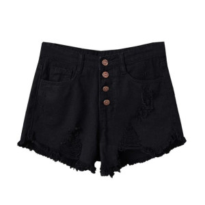 Modne damskie szorty jeansowe z przetarciami S CZARNY