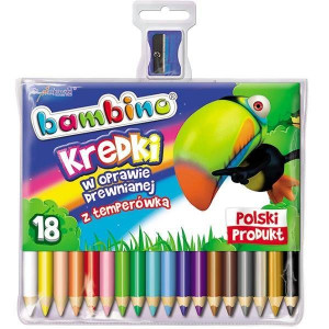 Kredki Bambino do Szkoły Szkolne Trójkątne Kolorowe Ołówkowe 18 Kolorów z T
