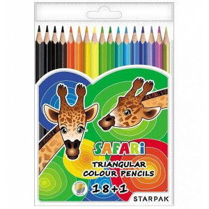 Zestaw 18 Kolorowych Kredek Ołówkowych w Gumowym Etui
