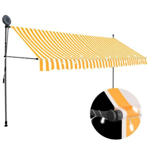 Ręcznie zwijana markiza z LED, 350 cm, biało-pomarańczowa