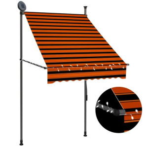 Ręcznie zwijana markiza z LED, 100 cm, pomarańczowo-brązowa