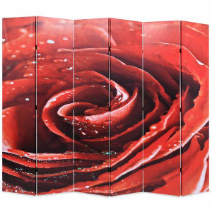 Składany parawan, 228x170 cm, czerwona róża