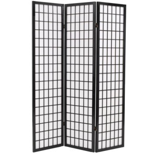 Składany parawan 3-panelowy w stylu japońskim, 120x170, czarny