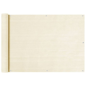 Parawan balkonowy, kremowy, 75x500 cm, HDPE