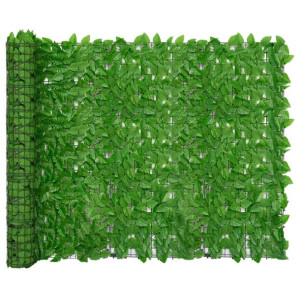 Parawan balkonowy, zielone liście, 400x150 cm