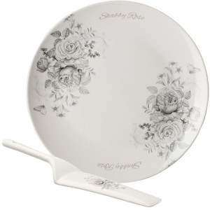 Talerz deser Tadar Shabby Rose z łopatką do ciasta