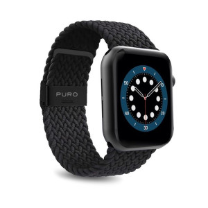 Pleciony pasek PURO Loop Band Apple Watch 4/5/6/7/SE 44/45mm (czarny)
