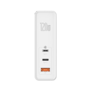 Baseus ładowarka sieciowa GaN2 mini PD 120W 2x USB-C 1x USB biały + kabel U