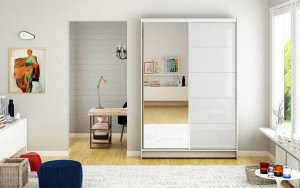 Szafa przesuwna z lustrem 120cm połysk